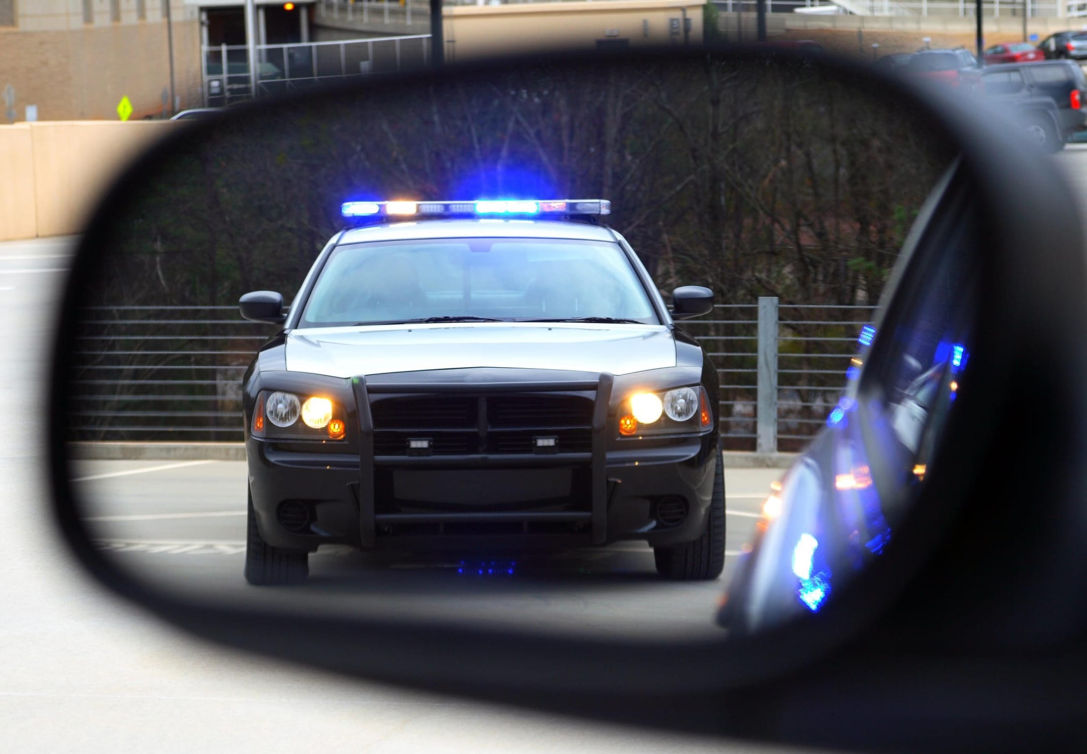 police flashing lights at traffic stop