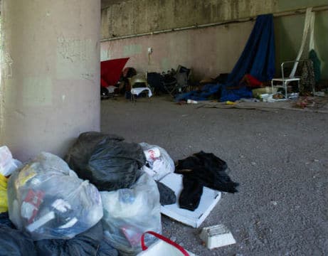 homeless shelter under bridge